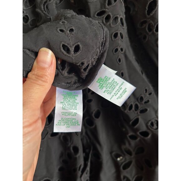 Lilly Pulitzer Maxi Dress Women Sz 00 Eyelet Button-Down Black Dressy Dress - Picture 6 of 13